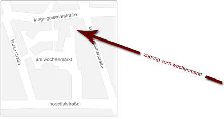 Wegbeschreibung - Zugang ber den Wochenmarkt